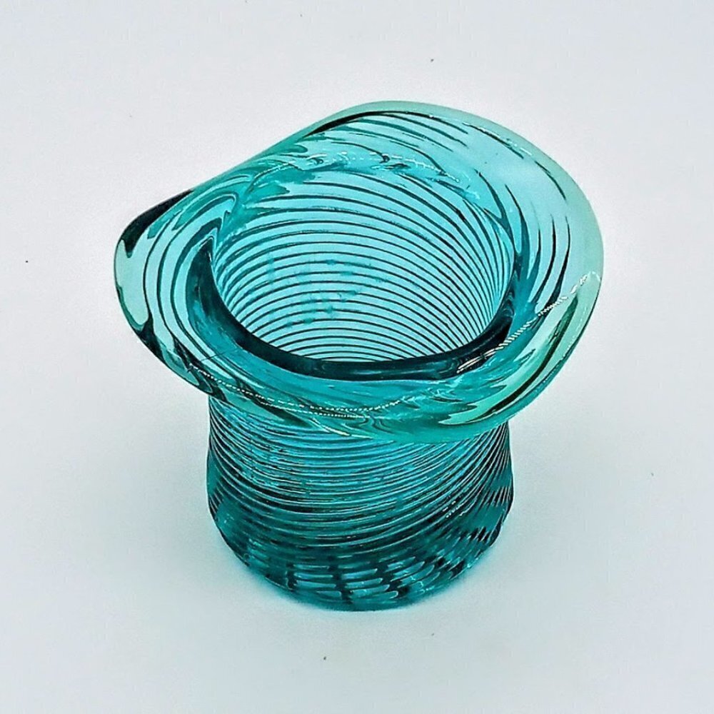 Vintage Avon American Heirloom Teal Blue Swirl Glass Holder